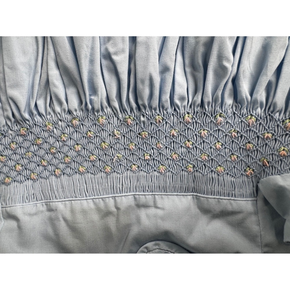 Kesa Baby Girls Light Blue Smocked Long Bubble Romper Floral Embroidery 12M - Picture 4 of 8
